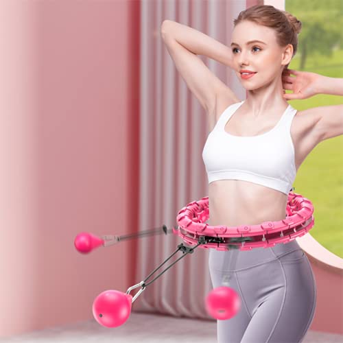GLYHVXZ Smart Weighted Hu-la Hoops for Exercise, 24 Detachable Knots Adjustable Weight Auto-Spinning Ball, 2 in 1 Fitness Weight Loss and Massage, Detachable, for Adults/Kids/Beginner Fitness Aids