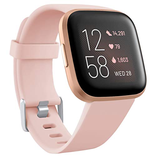 Wepro Compatible with Fitbit Versa Strap / Fitbit Versa 2 Strap - Smooth Silicone Classic Replacement Wristband Straps for Fitbit Versa/Versa Lite/Versa 2, Small Pink Sand