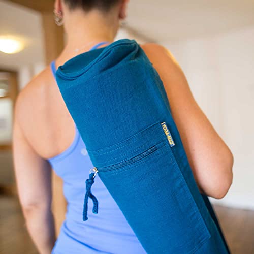 Yoga-Mad Yoga Mat Bag | Easy Access Full Zip Exercise Yoga Mat Carry Bag | Durable Jute/Cotton Outer, Waterproof Lining | Adjustable Shoulder Strap | 66.5cm x 14cm, Fits Most Mat Sizes