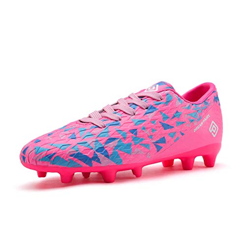 DREAM PAIRS Boys Girls Football Boots Soccer Cleats Shoes Fuchsia Pink Royal Blue Size 2 US Little Kid/1 UK HZ19003K