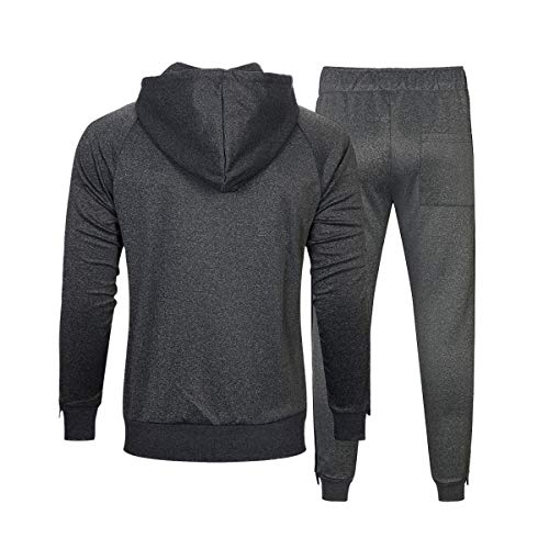 MANLUODANNI Mens Tracksuit Set Gym Bottoms Top Jogging Joggers Sports Suit Zip Hoodie Jacket Pants Dark Gray L