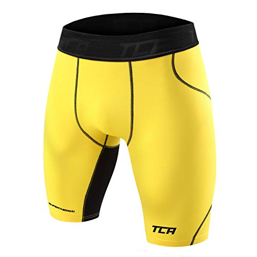 TCA Men's SuperThermal Compression Base Layer Thermal Under Shorts - Sonic Yellow/Black, L