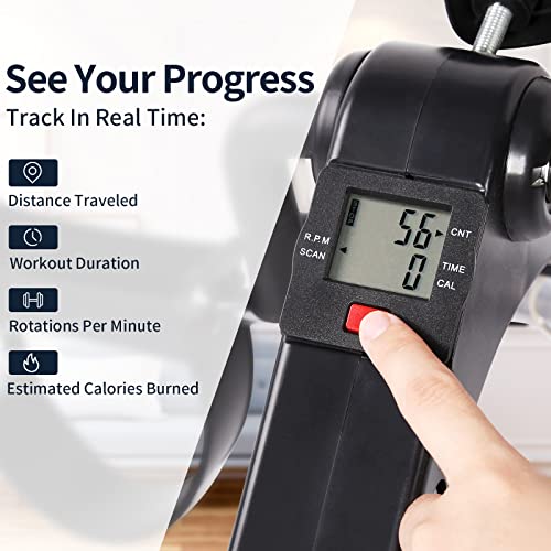 AGM Mini Exerciser Bike, Arm Leg Pedal Exerciser Fitness Cycling with LCD Monitor and Adjustable Resistance Home Fitness Resistance Cycle Training Workout (Foldable Pedal Exerciser)