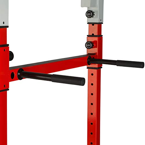 TecTake Fitness Power Station | 2 solid safety bars | Double pull-up bar | Add-on dip bars - different colours and models (Red Black | No. 402739)