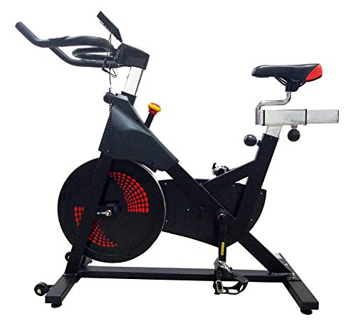 V-fit S2020 Indoor Cycling Exercise Bike, Direct Belt Driven 20kg Flywheel, Magnetic Resistance, 3-Piece Crank, 6-Function Monitor, Heart Rate Sensors, Adjustable Seat