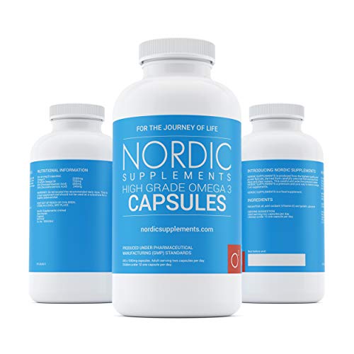 Nordic Supplements High Strength Pharmaceutical Grade Omega 3 Fish Oil Capsules, 1000 mg, Pot of 365 Capsules