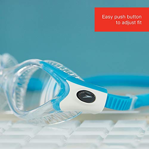 Speedo Women's Futura Biofuse Flexiseal Swimming Goggles, Extra Comfort, Cushioned Fit, Blue and Clear, One Size