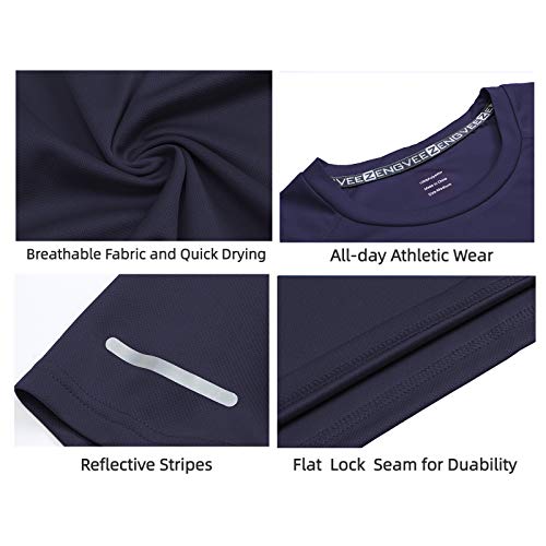 HUAKANG 3 Pack Sport Shirts Men Breathable Cool Dry Running Tops Short Sleeve Gym Tops for Men(Black Grey Navy-M)