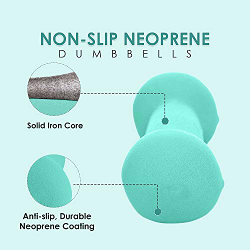 Xn8 Neoprene Dumbbells Hand Weight Set Dumbells For Home Gym Exercise Fitness Training Weight Lifting Body Building Muscle Toning Pilates (Mint Green, 1Kg Pair = (1 * 2=2Kg))