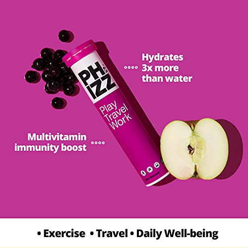 Phizz Electrolytes, Multivitamin & Hydration Effervescent 20 Tablets - 18 Vitamins & Minerals, Vitamin C, Add to Your Water Bottle, Vegan, Vegetarian & Low Calorie (Apple & Blackcurrant)
