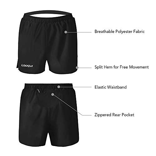 Lixada Men's Running Shorts Quick Dry Gym Athletic Shorts with Built-in Liner Zipper Pocket
