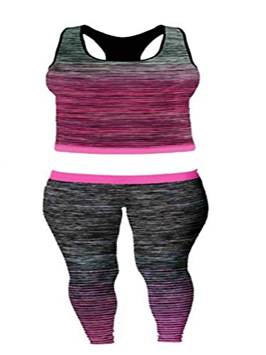Fitness Clothes for Women, Gym Kit Running Clothes Sport Wear for Women, Ladies Workout Legging, Yoga Outfit Set Top and Legging Stretch-Fit (2 Piece Set Top & Leggings) (Pink)