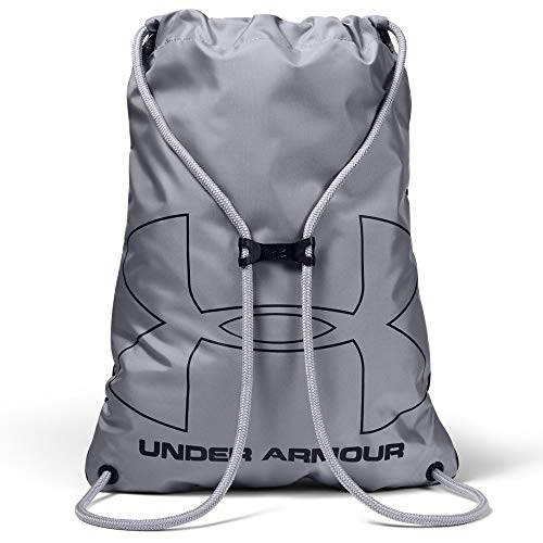 Under Armour Ozsee Sackpack, Carry-All Gym Rucksack for Men and Women, Running Bag with Chest Clip and Drawstring Unisex, Black (Black/Steel/Steel