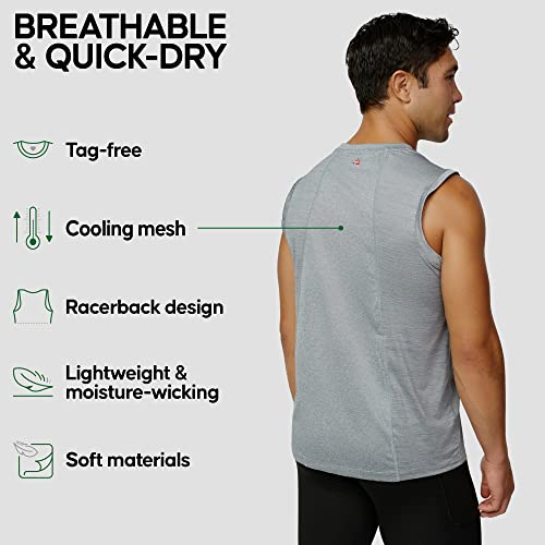 DANISH ENDURANCE Men's Classic Recycled Polyester Tank Top, 1 Pack (Grey Mélange, XL)