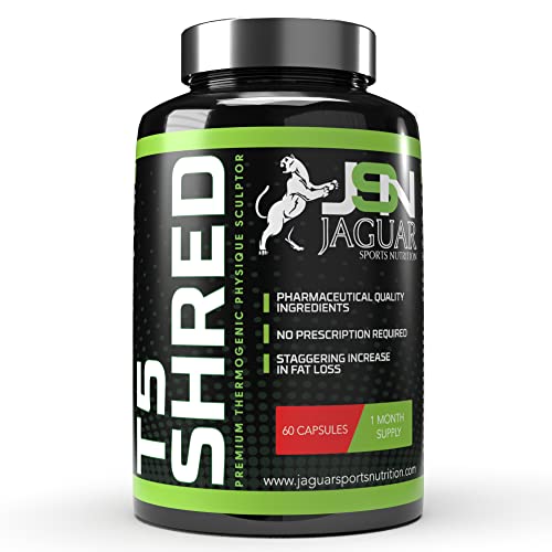 T5 Shred Advanced Thermogenic | Mens Health Reviewed | Made in UK | T5 Black Fat Burners | Strong T5 Diet Pills Weight Loss | Strongest Thermo T5 Fat Burner (60 Capsules)