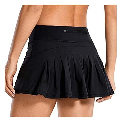 Qiribati Women's Athletic Skorts Active Skirt with Shorts Pockets Running Tennis Golf Sports Skirt Black