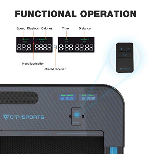 CITYSPORTS 440W Foldable Treadmill, Controllable Armrest and Remote Control, Bluetooth Built-in Speaker, Speed 1-8km / h Adjustable, Professional Home Treadmill - Gym Store | Gym Equipment | Home Gym Equipment | Gym Clothing