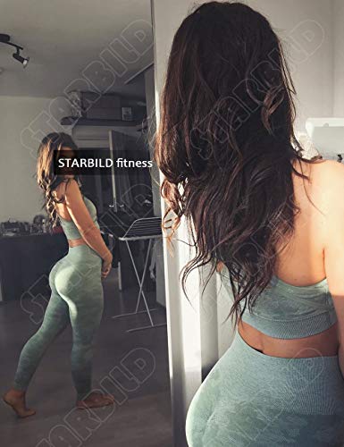 STARBILD Breathable Stretch Slim Soft Athletic Leggings Women High Waist Comfortable Yoga Pants Ladies Fitness Exercise Tights Running Trousers Training Workout Bottoms Gym Active Sports Wear Clothes