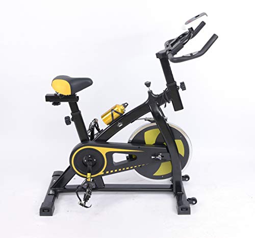 2020 New Sport Aerobic Exercise Bike Studio Indoor Training Fitness Cardio Bike Cycling Home Fitness Gym LED Monitor (FREE WATER BOTTLE INCLUDED) (BLACK/Yellow)