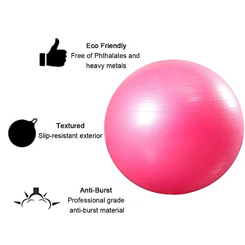 Acecy Exercise Ball for Yoga Pilates Pregnancy Women, Balance Stability Training, 75cm Fitness Gym Workout Anti Burst and Non-Slip Balls with Inflatable Pump-Pink