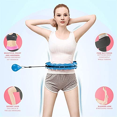 Fitness Hula Hoop, Detachable Smart Weighted Hula Hoop Massage with Smart Counter, Never Fall, Height Adjustable, Indoor Outdoor Exercise Kit, Slimming, for Adults and Children (Color : Blue)