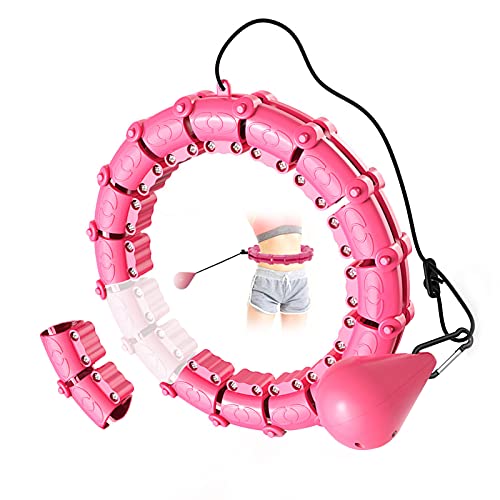 Weighted Hula Hoop for adults weight loss 2 in 1 Abdomen Fitness Massage 24 Detachable Knots Adjustable Weight Auto-Spinning Ball