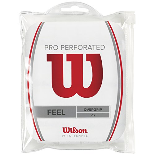 Wilson Unisex-Adult Pro Perforated Tennis Racket Overgrip, White, Pack of 12 - Gym Store | Gym Equipment | Home Gym Equipment | Gym Clothing