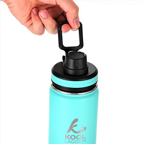 Kool Lagoon Stainless Steel Water Bottle | 650 ml | Vacuum Insulated Double Wall | Cold & Hot Flask | Sports Cap | BPA Free | Large Metal Thermos | Leakproof | For Gym, Travel, Sports | Gift Box