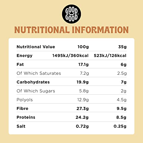 GOOD GOOD Krunchy Keto Bar Salty Caramel - No Added Sugar - High Fibre Low Carb Protein Bar - Suitable for Diabetics & Sugar Intolerant Individuals (15x35g)