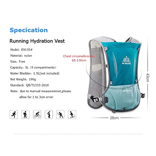 AONIJIE 5L Outdoor Sport Multifunctional Camping Backpack Cycling Running Climbing Hiking Vest Pack with 1*500ML Water Bottle (Black)