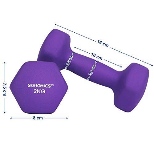 SONGMICS Set of 2 Dumbbells Weights Vinyl Coating Gym and Home Workouts Waterproof and Non-Slip with Matte Finish 2 x 2 kg SYL64PL
