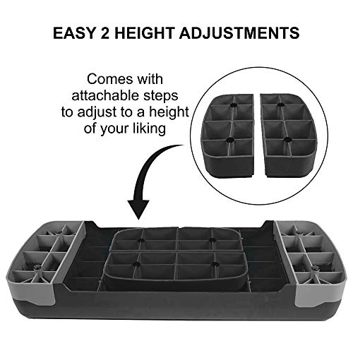 Sport24 Height Adjustable Aerobic Exercise Stepper Box For Home Exercise Workout, 2x Height Level 10cm 4”, 15cm 6”, Raised Platform Steppers Board Block, Home Gym Fitness Equipment Black Grey
