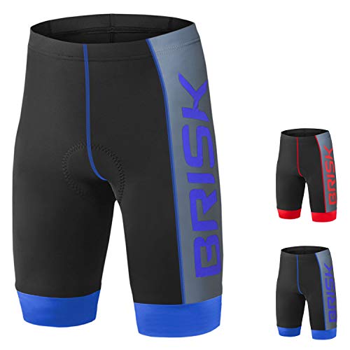 Brisk Bike Padded Compression Cycling Shorts (Black/Blue, Large)