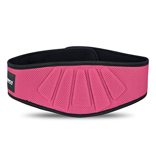 3WINGS Bodybuilding Belt for Gym Training - Back Support - Neoprene Lumber Pain Fitness Exercise - Good for Weight Lifting, Functional Training, Powerlifting (S, Pink)