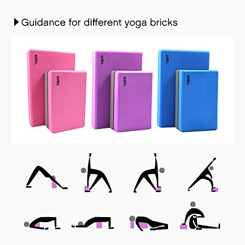 Umi Amazon Brand Full Yoga Blocks Yoga Bricks High Density EVA Yoga Foam Support Block Positioning Bricks (Purple, pair)