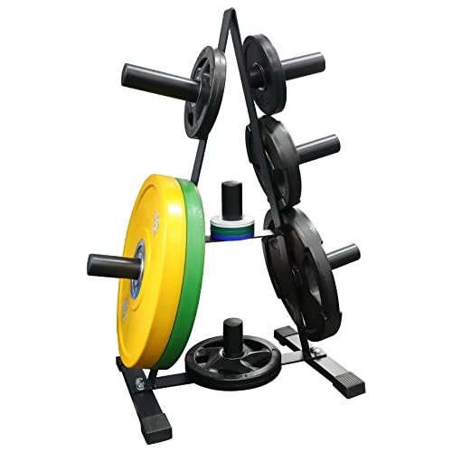 ORIENTOOLS Weight Plate Tree with 7 Holders, Olympic Plate Tree Storage Rack Space saving, Weight Plate Storage Tree for personal gym