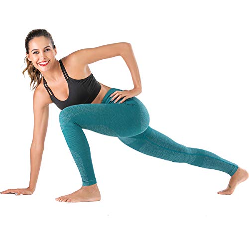 DODOING Gym Leggings Women High Waisted Seamless Yoga Leggings Ultra Stretch Fitness Workout Running Leggings Yoga Pants, 1 Green, M