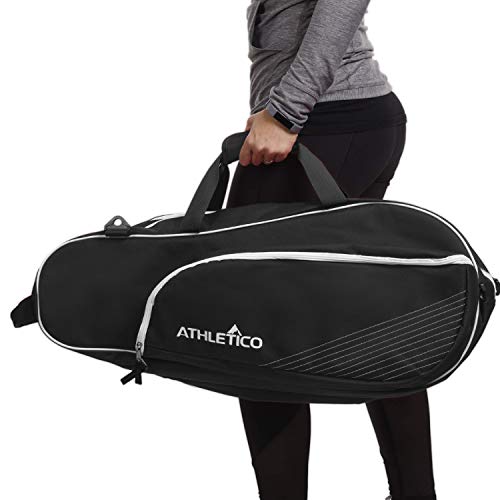 Athletico 6 Racquet Tennis Bag | Padded to Protect Rackets & Lightweight | Professional or Beginner Tennis Players | Unisex Design for Men, Women, Youth and Adults (Black)