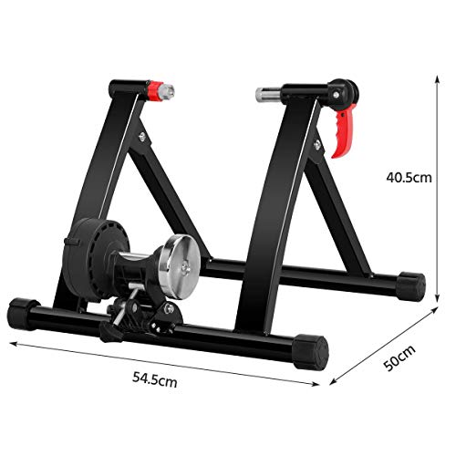 Yaheetech Turbo Trainer with 6 Speed Adjustment Folding Bike Trainer Stand Magnetic Bike Trainer with Wire-control, Fits for 26