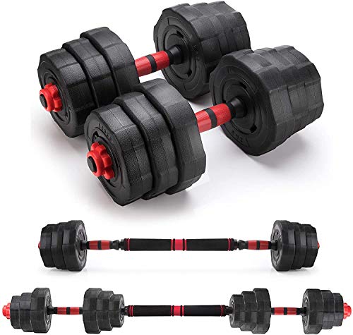 Arespark Adjustable Dumbbell Barbell, Free Weights Dumbbell, Detachable Barbell Combination 3 in 1 Fitness Equipment with Connecting Rod for Gym Home Etc, Anti-Rolling, Maximum Combination 25kg(55lb)