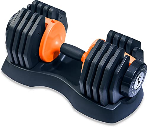 Strongology Home Fitness Black and Orange Adjustable Smart Dumbbells from 2.5kg upto 25kg Training Weights