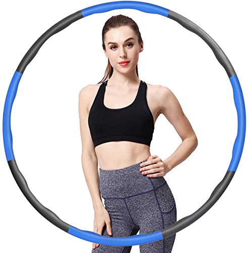 AVASAGS Weighted Hula Fitness Hoop for Weight Loss Exercise, 8 Section Removable Professional Wavy Design for Child Adults (Blue)