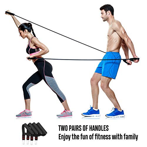 FitBeast Exercise Resistance Bands Set, Up to 100 lbs Fitness Stretch Workout Bands with 5 Fitness Tubes, 4 Foam Handles, Ankle Straps, Door Anchor for Men Women, Home Gym Fitness, Physical Therapy