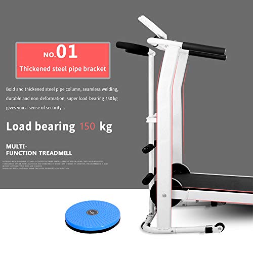 Folding Mechanical Treadmill, Silent Indoor Walking Running Machine with Waist Training Equipmemt, for Home Office Jogging, Incline Adjustable