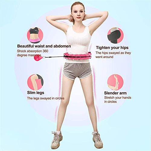 reakoo Weighted Smart Hoola Hoops for Adults and Kids Exercise 24 Detachable Knots Adjustable Size 2 in 1 Abdomen Fitness Smart Weighted Hula Ring Hoops