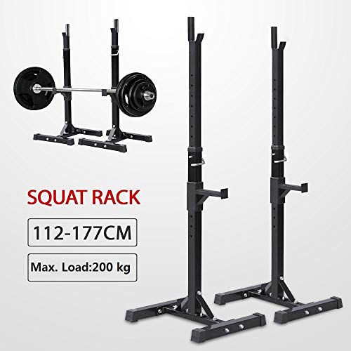 costoffs 2PCS Height-adjustable Squat Rack Heavy Duty Squat Stands Barbell Racks Fitness Weight Bar for Home Training