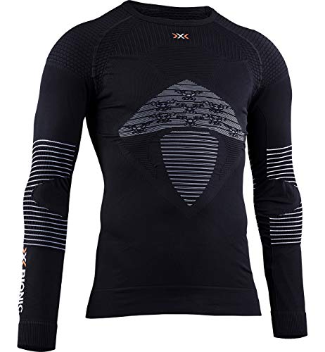 X-Bionic Energizer 4.0 Shirt Round Neck Long Sleeves Men Baselayer Functional Sport T-Shirt - Opal Black/Arctic White, Large