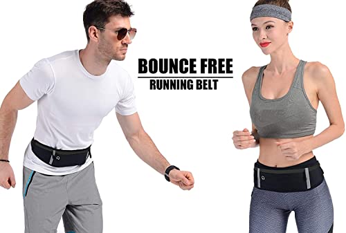 LocoJoy Best Comfortable More Soft Adjustable Running Belt with Reflective Strip That Fit All Phone and All Waist Sizes for Running, Workouts, Outdoor Sports,Training Money Belt & More, Pure Black