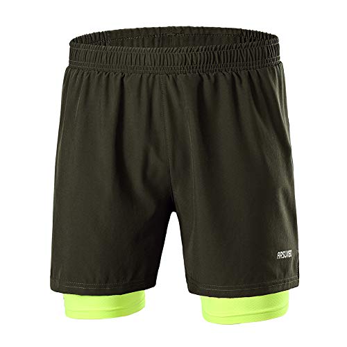 GITVIENAR Men's Running Shorts, 2-in-1 Sports Trousers with Zip Pockets, Quick-Drying Running Shorts, Breathable Compression Shorts, Training Shorts for Training, Running, Sports, Men, d, L - Gym Store | Gym Equipment | Home Gym Equipment | Gym Clothing