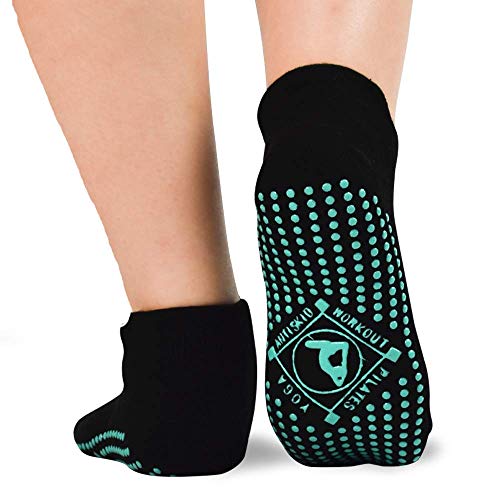 ELUTONG Non Slip Grips Socks  Women - Yoga Anti Skid Sicky Socks 4 Pairs - Pilates Barre Ballet Fitness Hospital Sox UK 4-7
